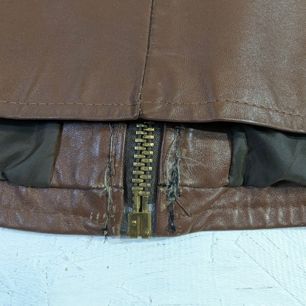 Vintage Jean Pierre Brown Leather Jacket Made in Argentina 42 Mens 80s Shacket - Picture 13 of 16